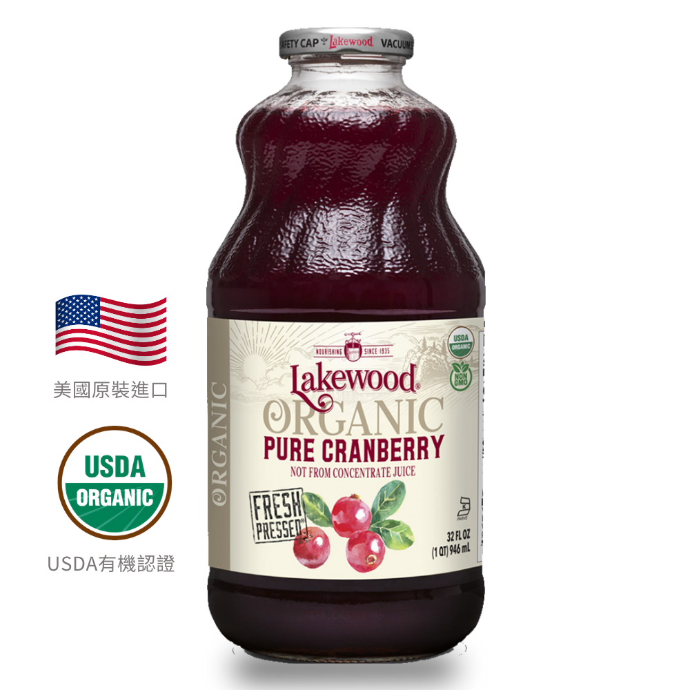 LAKEWOOD有機純蔓越莓汁 946ml(效期至2024.11.16買一送一)
